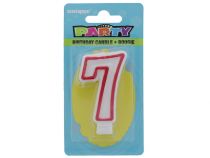 Red and White Molded Birthday Candle # 7  