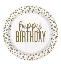 CONFETTI GOLD PLATE 7 INCH 8 PACK  