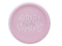 1.99 PINK BABY SHOWER PLATE 7 IN 8 CT  