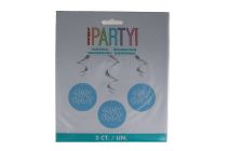 1.99 BLUE BABY SHOWER HANGING SWIRLS 3 CT  