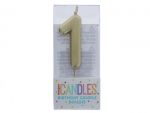 Small Gold Molded Birthday Candle # 1  