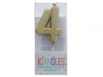 Small Gold Molded Birthday Candle # 4  