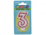 Red and White Molded Birthday Candle # 3  