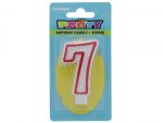 Red and White Molded Birthday Candle # 7  