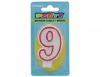 Red and White Molded Birthday Candle # 9  