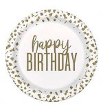 CONFETTI GOLD PLATE 7 INCH 8 PACK  
