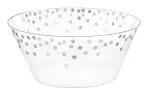 5.99 PLASTIC SERVING BOWL 10 INCH WITH DOT PATTERN SILVER