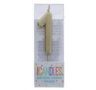 Small Gold Molded Birthday Candle # 1  