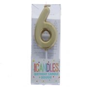 Small Gold Molded Birthday Candle # 6  