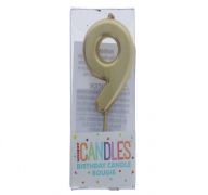 Small Gold Molded Birthday Candle # 9  