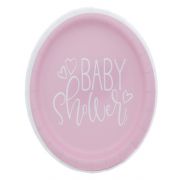 1.99 PINK BABY SHOWER PLATE 7 IN 8 CT  