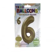 GOLD #6 34 INCH NON METALLIC BALLOON  