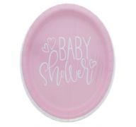 1.99 PINK BABY SHOWER PLATE 9 IN 8 CT  